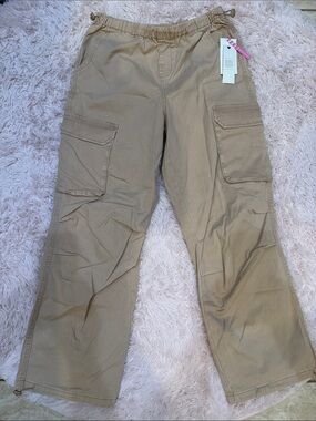 Men's Tan Cargo Pants with Elastic Waistband